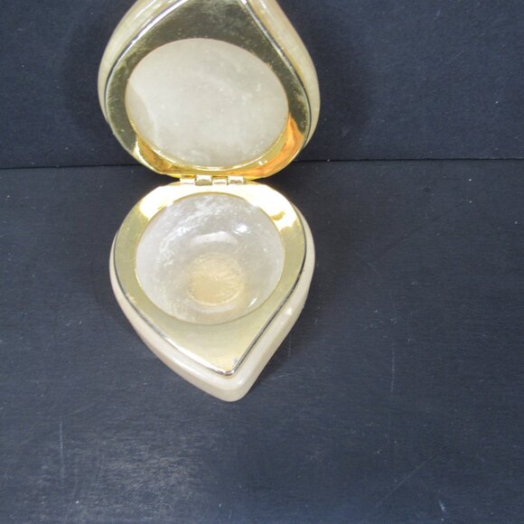 Genuine Alabaster Hand Carved Made in Italy Small Hinged Lid Heart Trinket Box - Picture 9 of 10